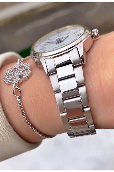 Q&Q Silver Color Waterproof Women's Wristwatch - With Bracelet Gift
