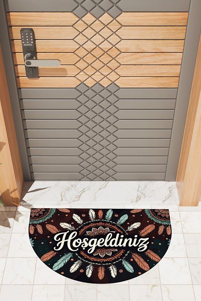 Dormot Home Modern Digital Doormat Feather Bohemian Patterned Welcome Door Mat