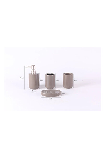 EkoStore Seramik Banyo Seti 4'lü Açık Kahve-Lavabo Üstü Set