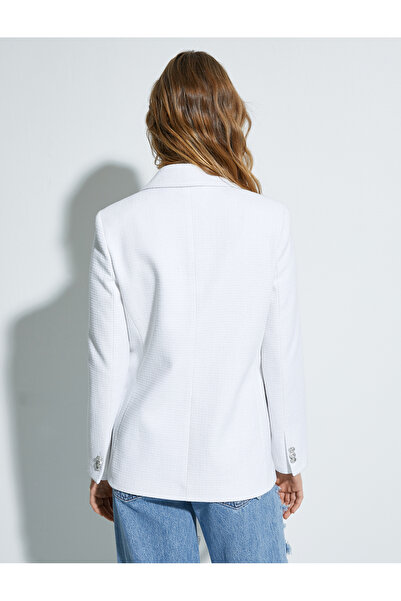 Koton Tweed Blazer Jacket Double Breasted Buttoned with Pockets