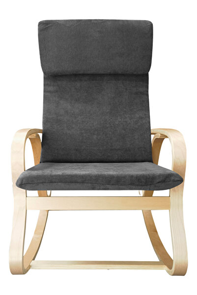 Generic Modern Bentwood Rocking Chair Chenille Fabric Upholstered Relax Rocker Lounge Chair