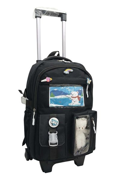 ROWAN ÇANTA 2-Stage Wheeled Portable Korean Style School Bag with Accessories, Laptop Compartment, Boy'S, Girl's School Bag