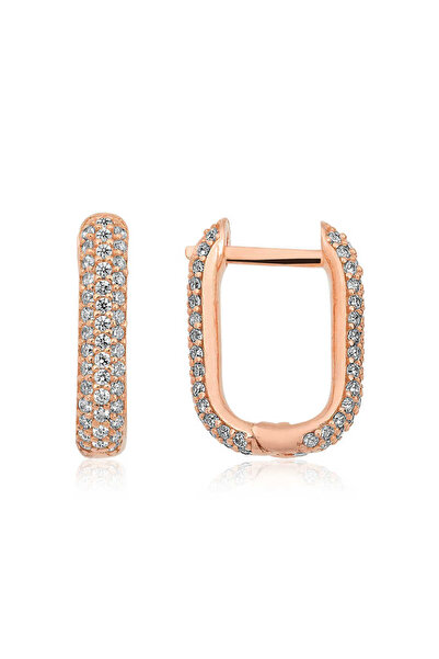 Skygo Gümüş Çift Taraflı Beyaz Taşlı J Küpe