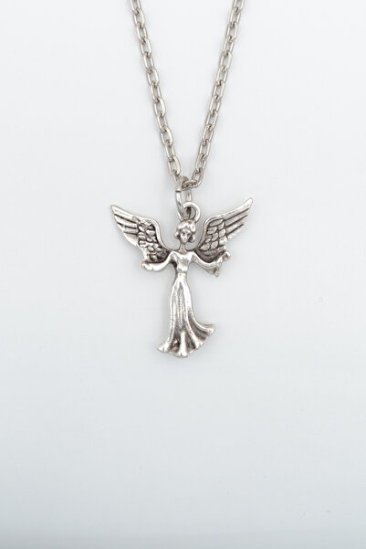 ıdr Minimal Kanatlı Melek Gümüş Kaplama Düz Zincir Kolye