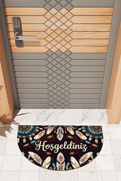 Rugmood Modern Digital Doormat Feather Patterned Welcome Door Front Mat