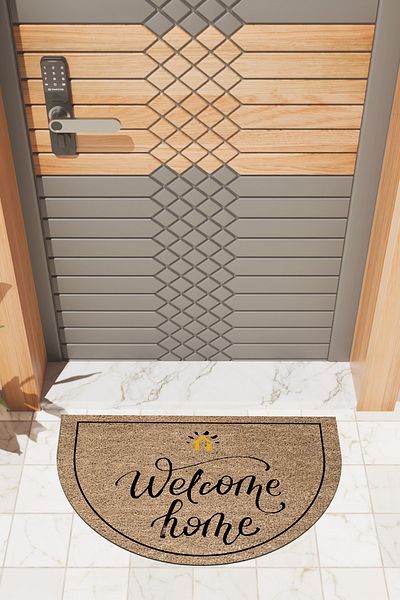 Dormot Home   Modern Digital Doormat Brown Welcome Home Door Mat before Door