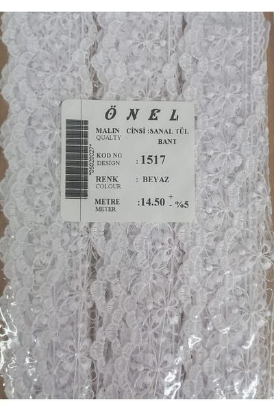P Parla Lace Polyester Virtual Tulle Tape White 14.50 Meters Width 6 cm On-1517-B