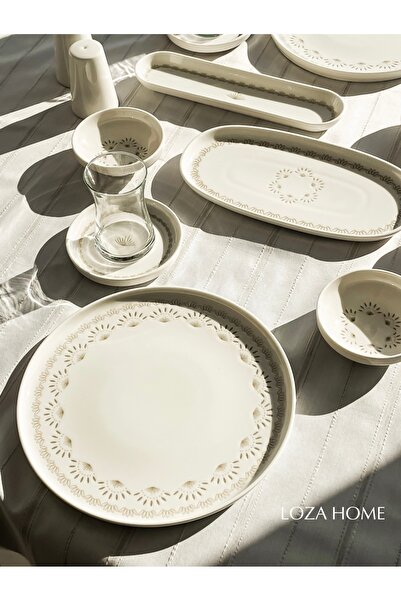 LOZA HOME LENORA 6 KİŞİLİK 28 PARÇA PORSELEN KAHVALTI TAKIMI