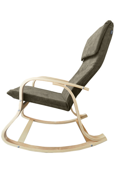 Generic Modern Bentwood Rocking Chair Chenille Fabric Upholstered Relax Rocker Lounge Chair