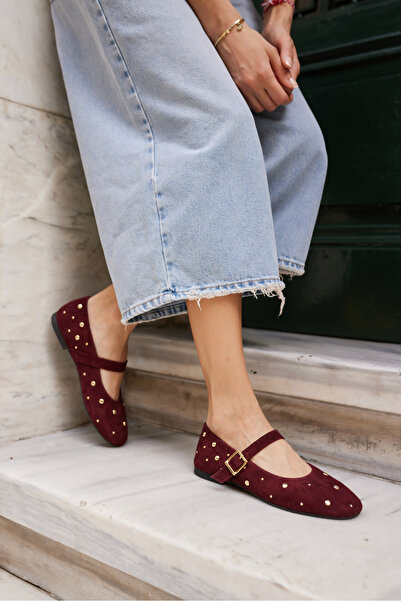 ANGELİNA JONES KLEBER KADIN BORDO GERCEK SUET BABET