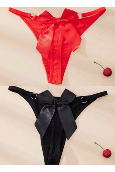 Cicişim Bow Ring Women's Underwear 2-Piece Thong String