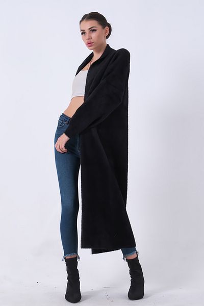 Feminist Black Long Knitwear Cardigan 46892476