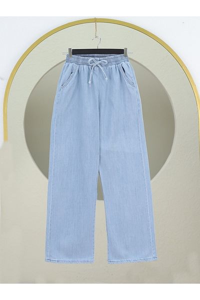 Modamorfo Blugi cu picioare largi cu buzunare cu talie elastică - Baby Blue