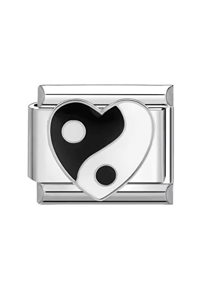 Bluw Jewelry قلب يينغ يانغ سحر إيطالي منقوش