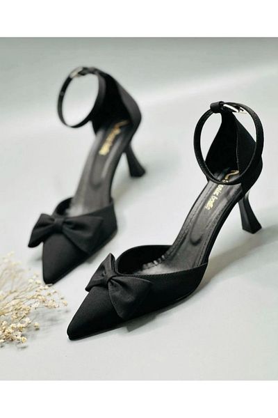 LARİNA SHOES Satin Material Bow Detail Evening Dress Women's Shoes