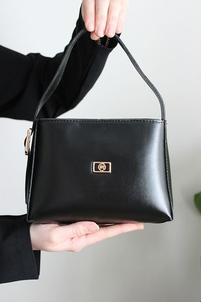 Mimoza Women's Mini Black Hand and Shoulder Bag Daily Use / Faux Leather