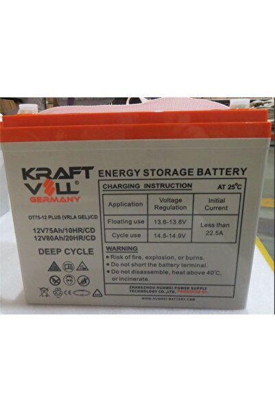Kraftvoll AKU 12V  75 AH (10HR), 80 AH (20 HR) PLUS VRLA AGM OT75 (260X168X212X219 )