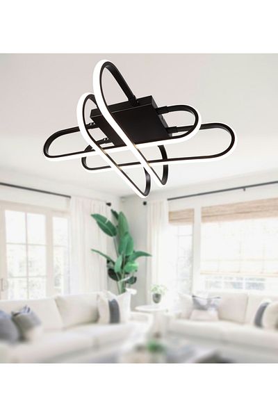 TT AYDINLATMA Tt338-Sy-Daylight Cage Model (Daylight) Matte Black Led Chandelier