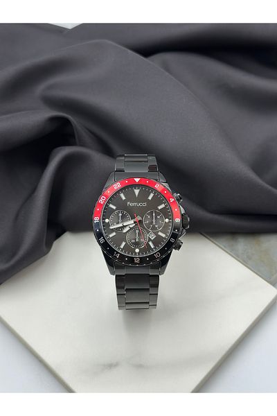Ferrucci Black Sport Design Ferrucci Steel Band Men's Wrist Watch