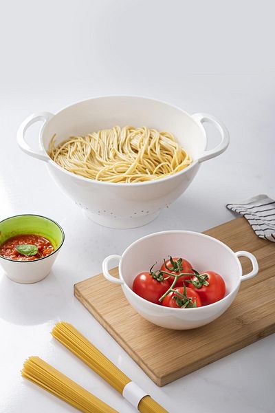 Depa Acrylic White 2-Piece Strainer Set (Pasta & Rice Strainer)