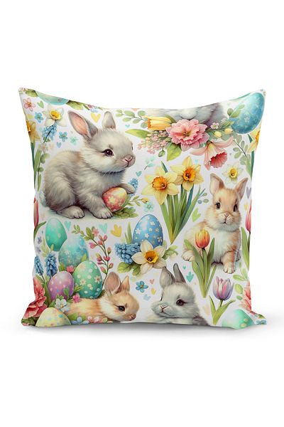 Bertille Home Obliečka na vankúš s obojstrannou digitálnou potlačou Spring Series (poťah na veľkonočnú jarnú Veľkú noc)