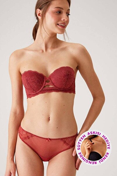 Pierre Cardin Women's Maximizer Strapless Lace Bra Set