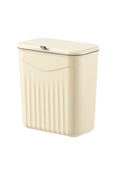 Choice Yellow Effortless Cleanup Space-Saving White Wall-Mounted Trash Bin for Kitchen - Durable Plastic, M