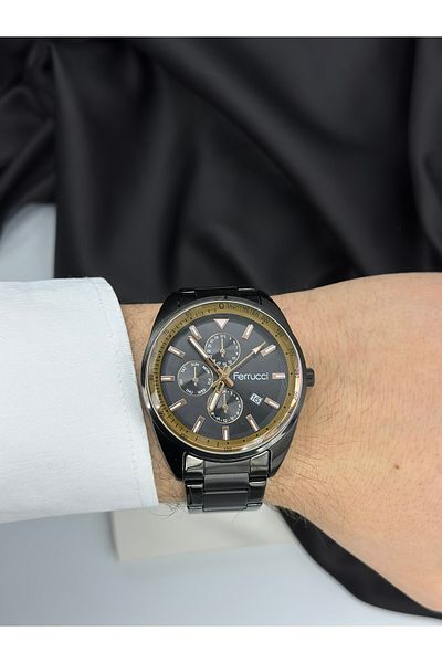 Ferrucci Black Sport Design Steel Band Ferrucci Men's Wrist Watch