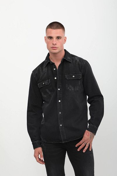 BANNY JEANS Мъжка черна дънкова риза