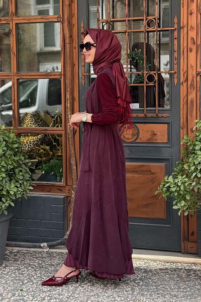 MissWhence Burgundy Dress 37839