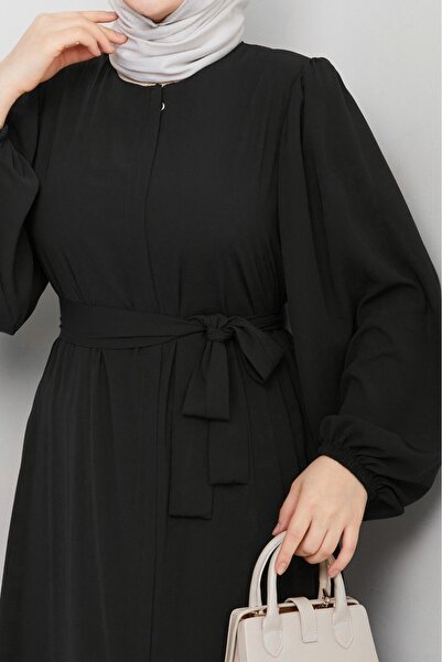 Modamorfo Μαύρο Ferace με ελαστική λαβή - Φερμουάρ που δένει τη μέση