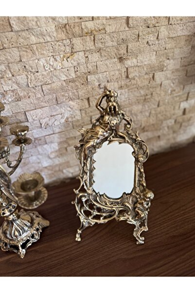hediye ESTERHOMEDECOR Ayaklı pirinç makyaj aynası 31,5*17cm iç kısım  12*9cm