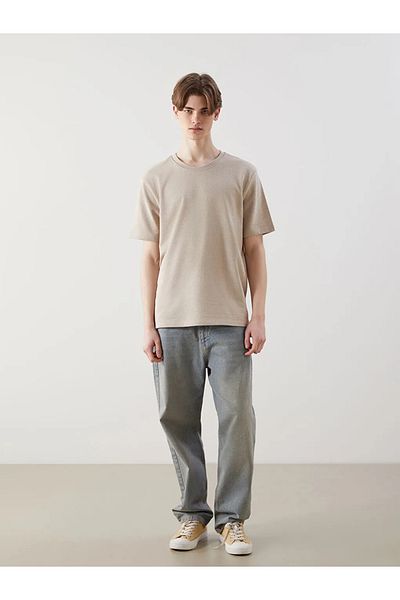LC Waikiki Ανδρικό T-Shirt XSIDE Beige Crew Neck