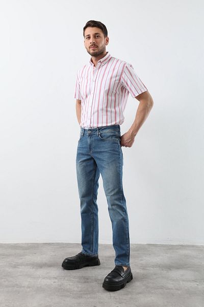 Bluewhite Pantaloni de jeans cu croială dreaptă albastru deschis pentru bărbați