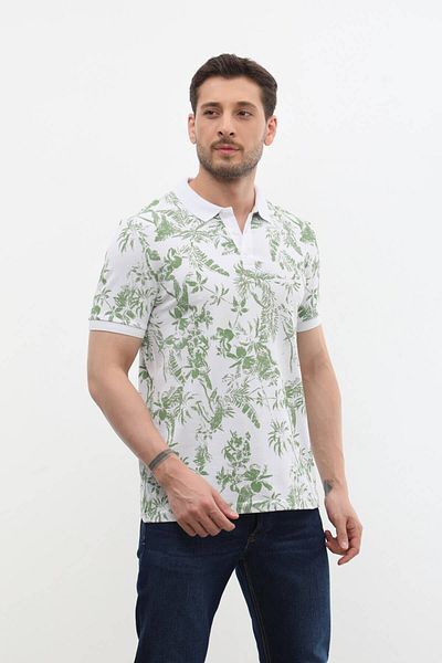 MARKAPIA Ανδρικό μπλουζάκι Polo Neck - Forest Pattern 100% βαμβάκι