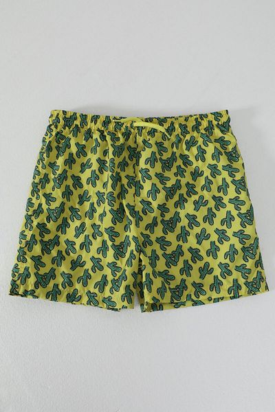 MARKAPIA Boys - Yellow Cactus Swim Shorts, Mesh