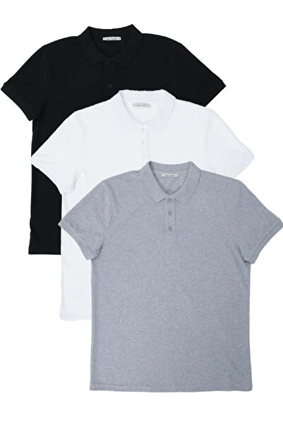 Burlu Polo Neck Summer Men's T-Shirt Set of 3