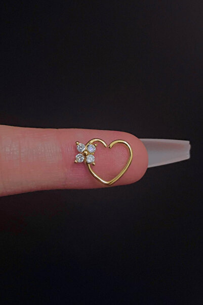 Blisse Piercing Kadın Kalp Figürlü Zirkon Taşlı Daith, Septum ve Kıkırdak Halka Çelik Piercing