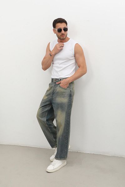 BANNY JEANS Πράσινο Ανδρικό Παντελόνι Skater Fit Jean