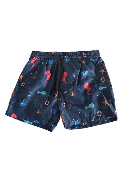 MARKAPIA Boys' Seahorse Swim Shorts with Pockets