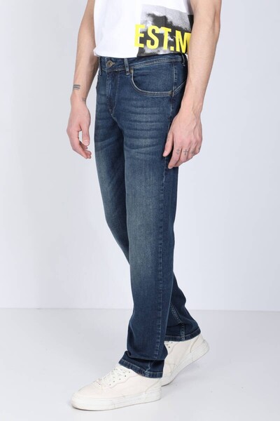 Bluewhite Men's Dark Blue Straight Leg Jean Trousers