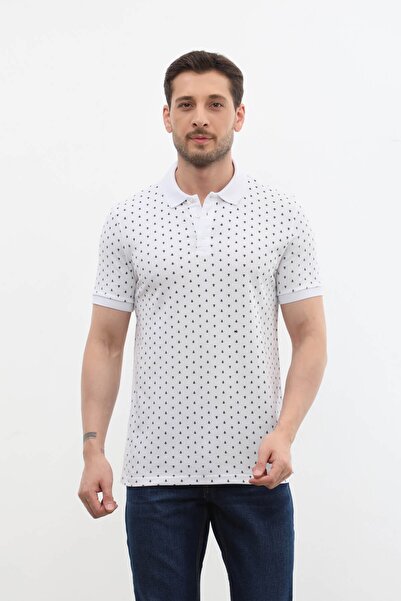 MARKAPIA Men's Polo Collar - 100% Cotton Marine Patterned T-Shirt