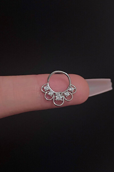 Blisse Piercing Kadın Zirkon Taşlı Daith, Septum ve Kıkırdak Halka Çelik Piercing