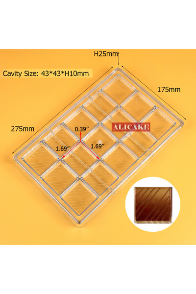 Choice 3177-JIT-5670-2 قالب شوكولاتة من البولي كربونات، 15 تجويفًا، حلوى، قطع...