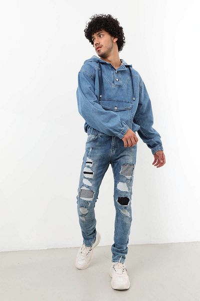 BANNY JEANS Hanorac Jean pentru bărbați Albastru