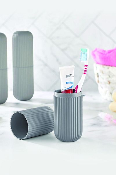 Depa Gray Travel Type Toothbrush & Accessory Box & Multi-Purpose Storage Container