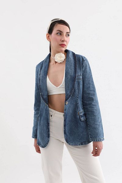 BANNY JEANS Jachetă de damă cu mânecă lungă, cu un singur nasture, albastră