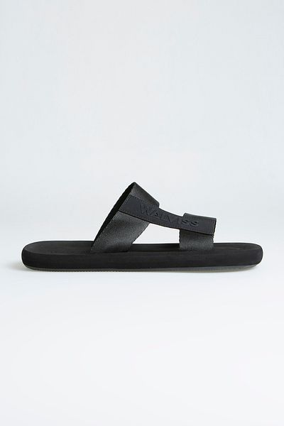 walviss Mystax Men's Woven Fabric Laceless Black Slippers