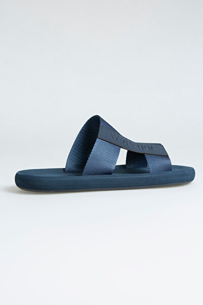 walviss Mystax Men's Woven Fabric Laceless Navy Blue Summer Slippers