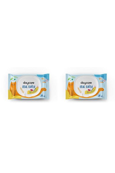 Daycare 2 Pcs Daycare Children's Wet Towel 20+20=40 Sheets